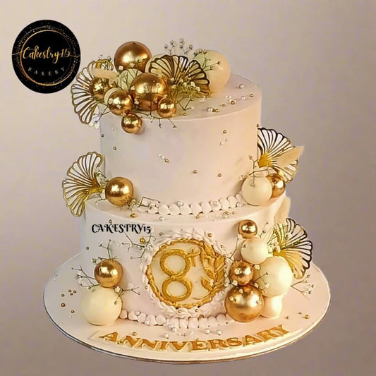 Happy Anniversary Fern 3kg 2tier Pineapple Cake by cakestry15,noida,cake full image