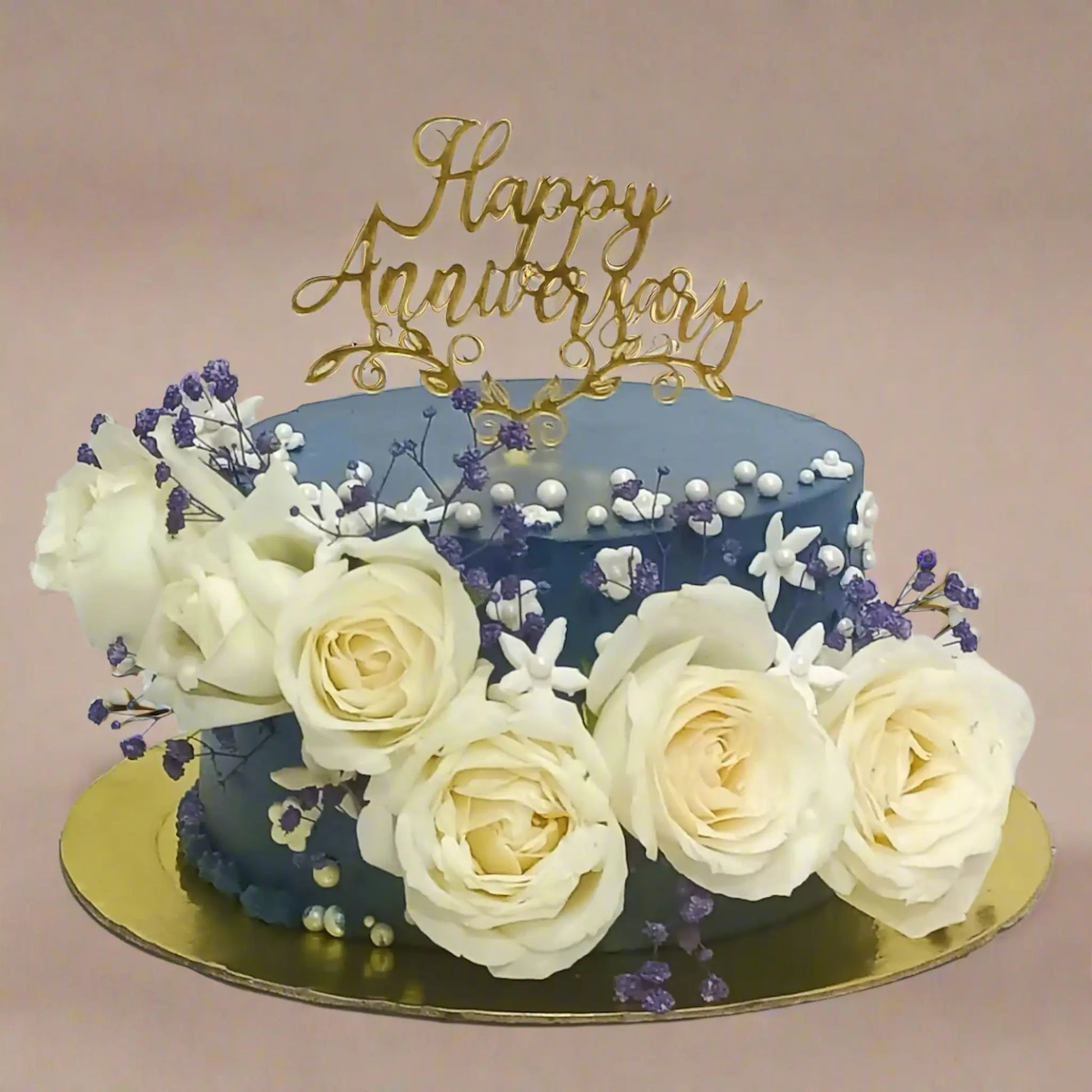 Happy Anniversary Floral 1kg Chocolate Cake by cakestry15,noida,cake full image