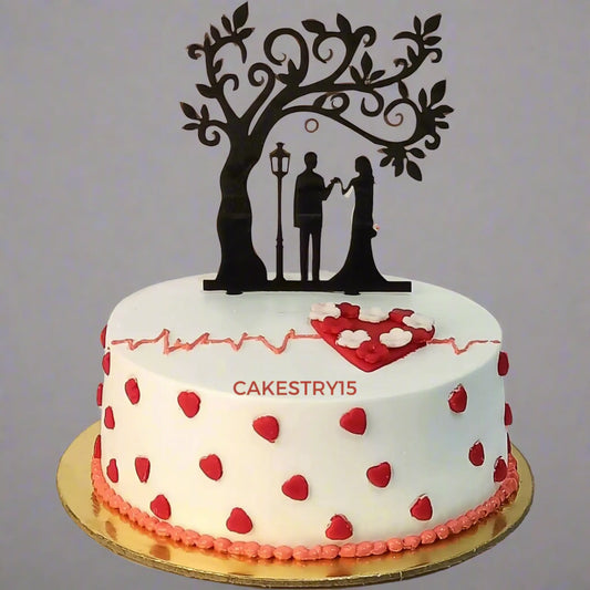 Happy Anniversary Heart 1kg vanilla Cake by cakestry15,noida,eggless bakery,cake full image
