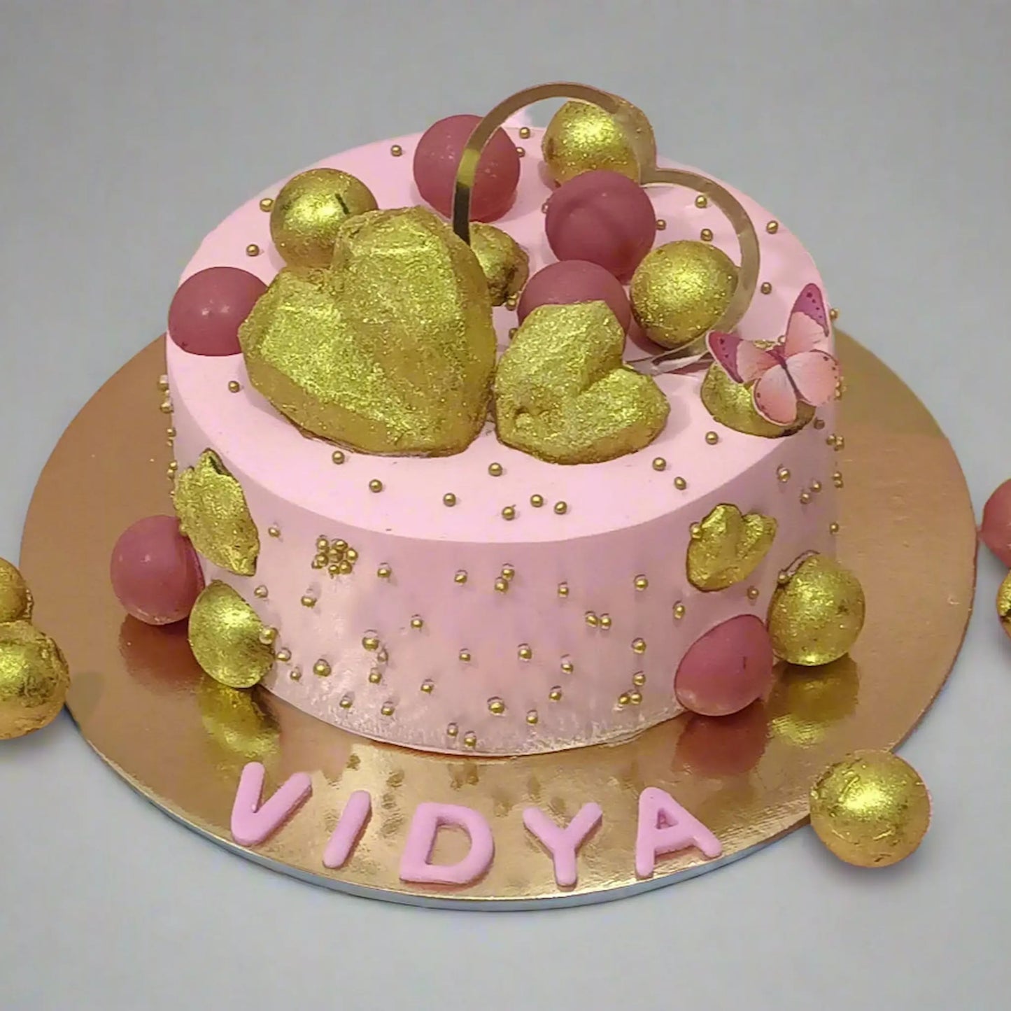 Heart Theme 1kg butterscotch birthday Cake by cakestry15 noida,cake full image,cake for wife,cake for teens,cake for girls