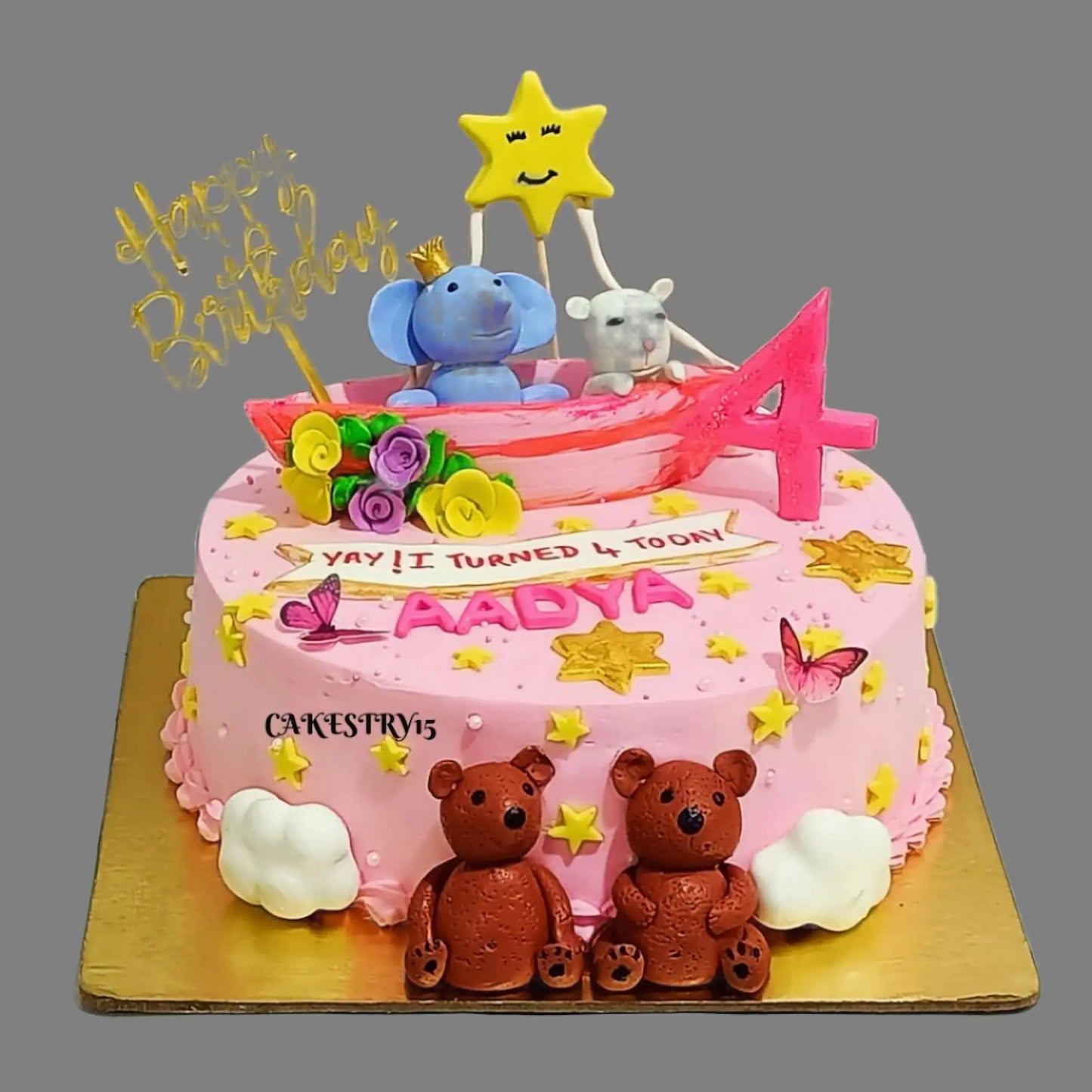 Jungle Theme Pink Birthday 1kg chocolate Cake by cakestry15,noida,cake full image