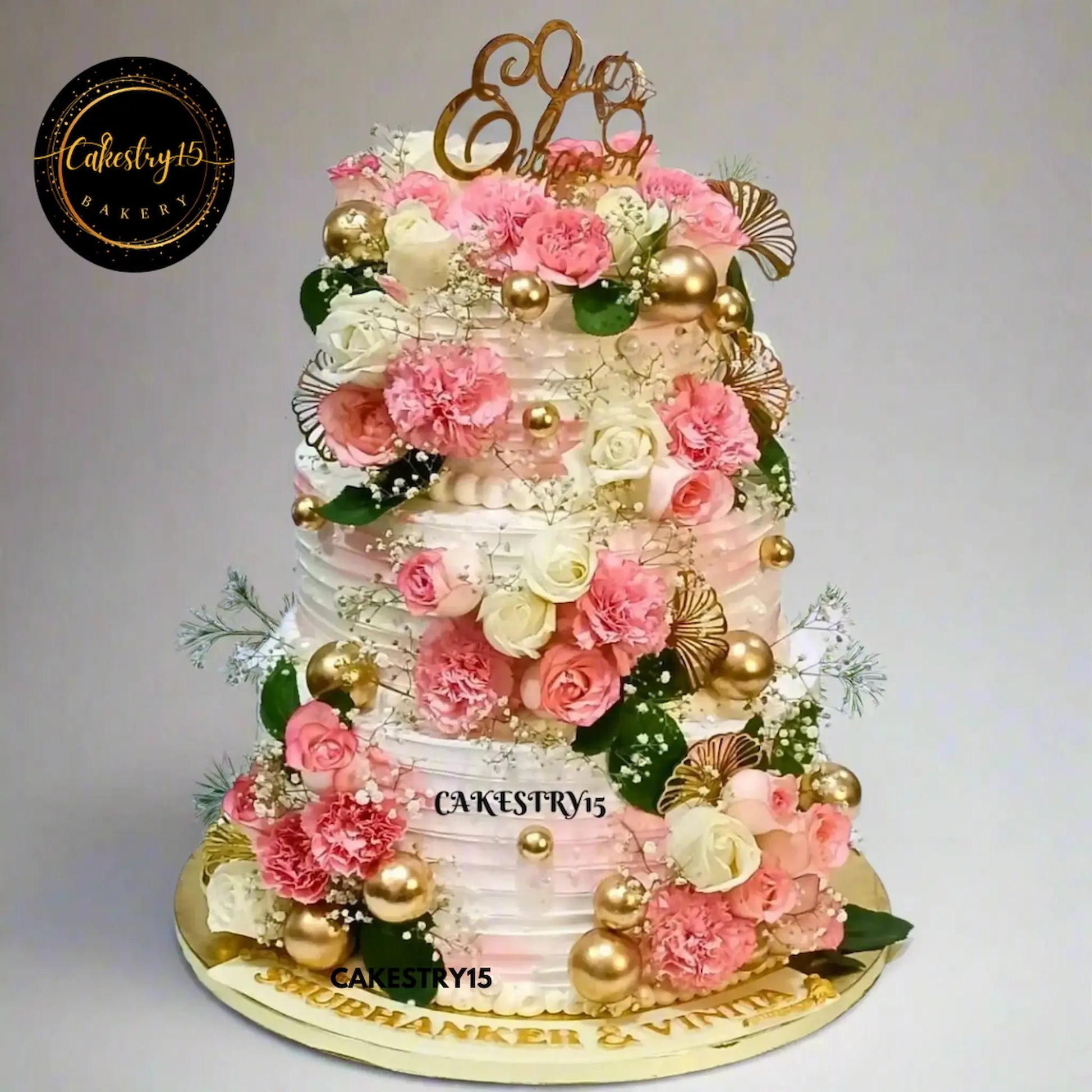 Just Engaged 3Tier 10kg chocolate flavour Cake by cakestry5 noida,cake full image