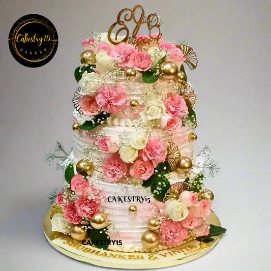 Just Engaged 3Tier 10kg chocolate flavour Cake by cakestry5 noida,cake full image
