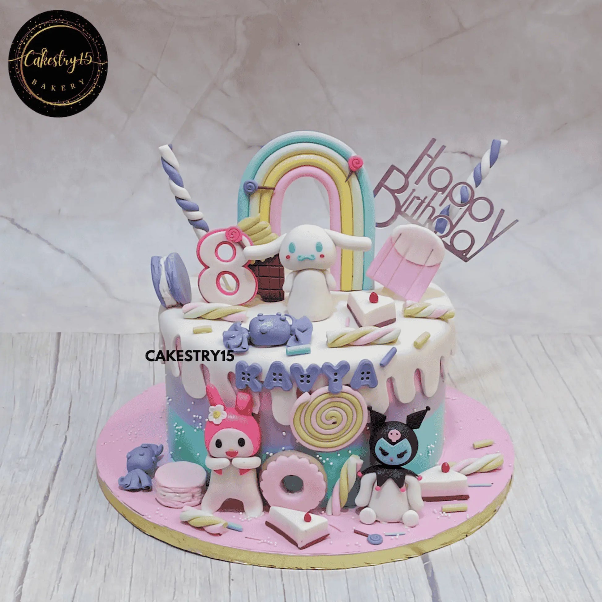 Kuromi Candy Wonderland,2.5kg chocolate 8th birthday cake for a girl by cakestry15 noida,cake full image