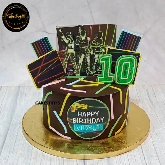 Laser Tag Adventure Cake,2kg chocolate 10th birthday cake for a boy,cake full image,gaming cakes