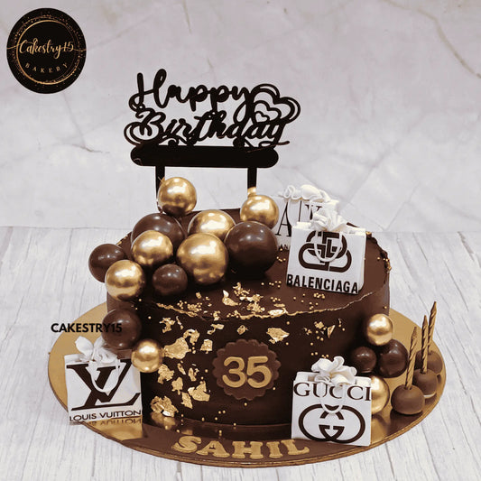 Luxe 35th Birthday Cake,1.5kg chocolate mens birthday cake by cakestry15 noida,cake full image