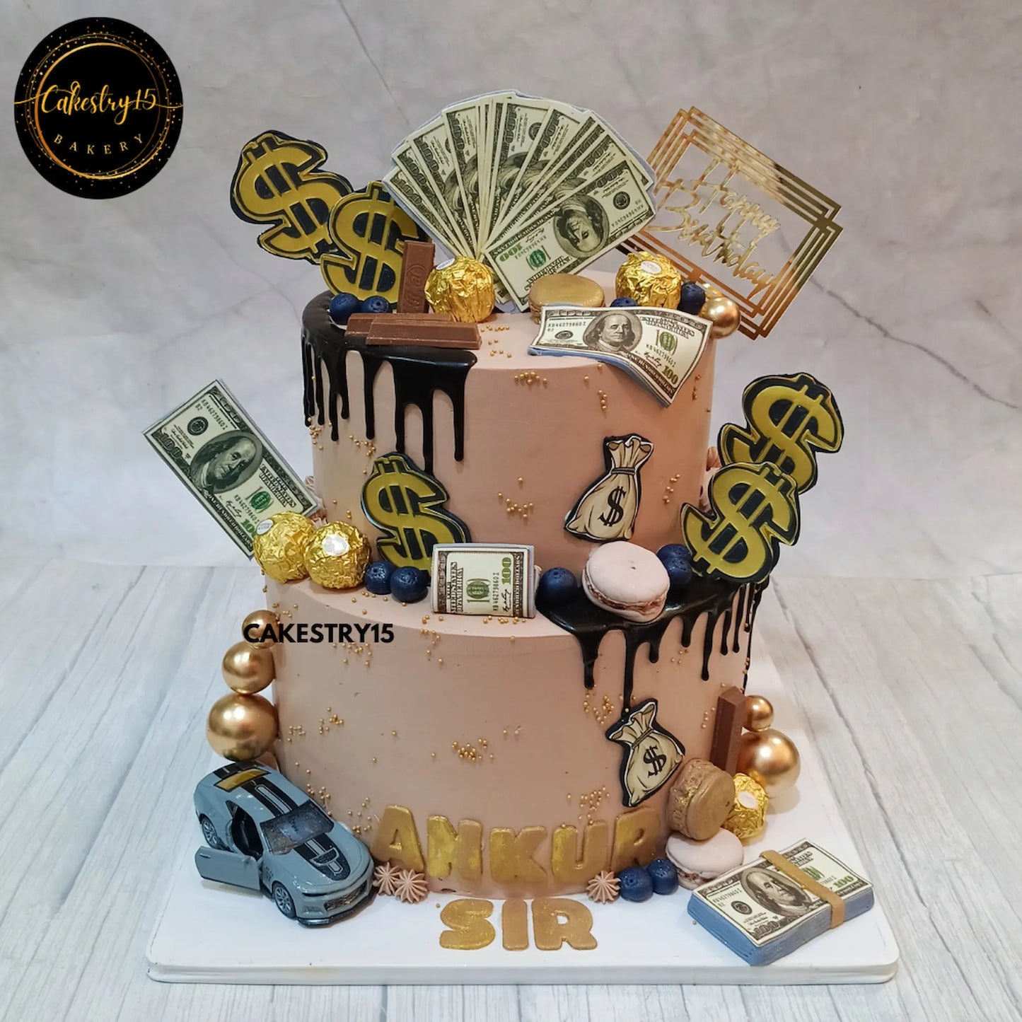 Luxury Boss Birthday Cake,5kg 2tier black forest birthday cake for boss by cakestry15 noida,corporate cakes,cake full image