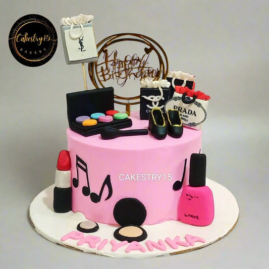 Make Up Theme 1kg black forest Cake,cakestry15,noida,cake full image