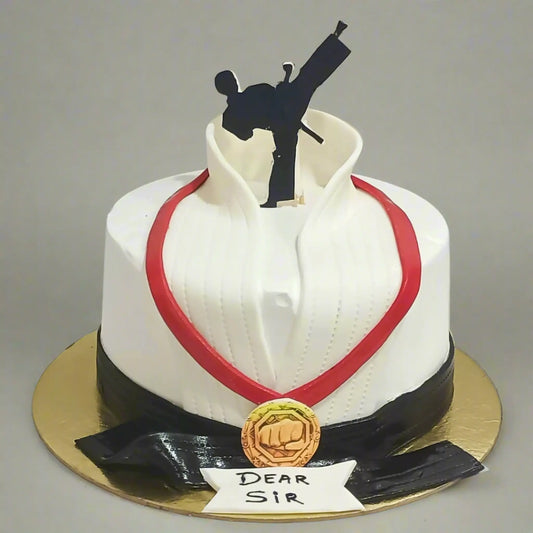 Martial Arts Theme 2kg choco vanilla Cake by cakestry15,noida,cake full image