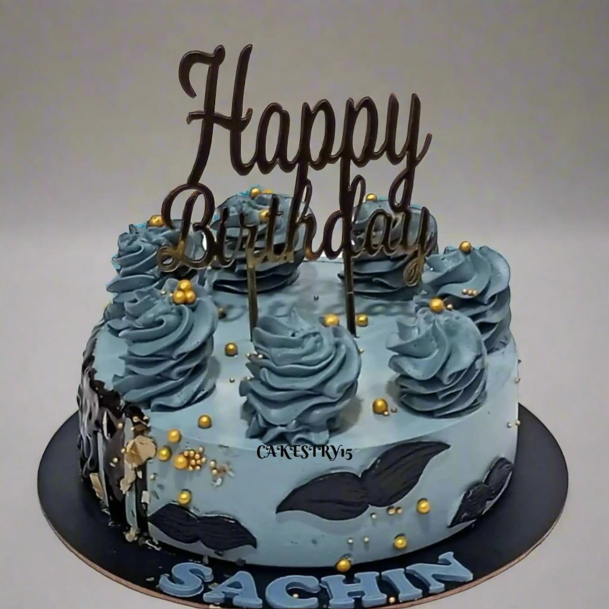 Men Mustache Birthday 1kg blueberry Cake by cakestry15,noida,cake full image