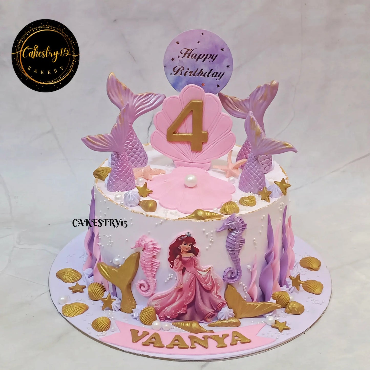 Mermaid Aqua 1.5kg Butterscotch birthday Cake by cakestry15,cake full image
