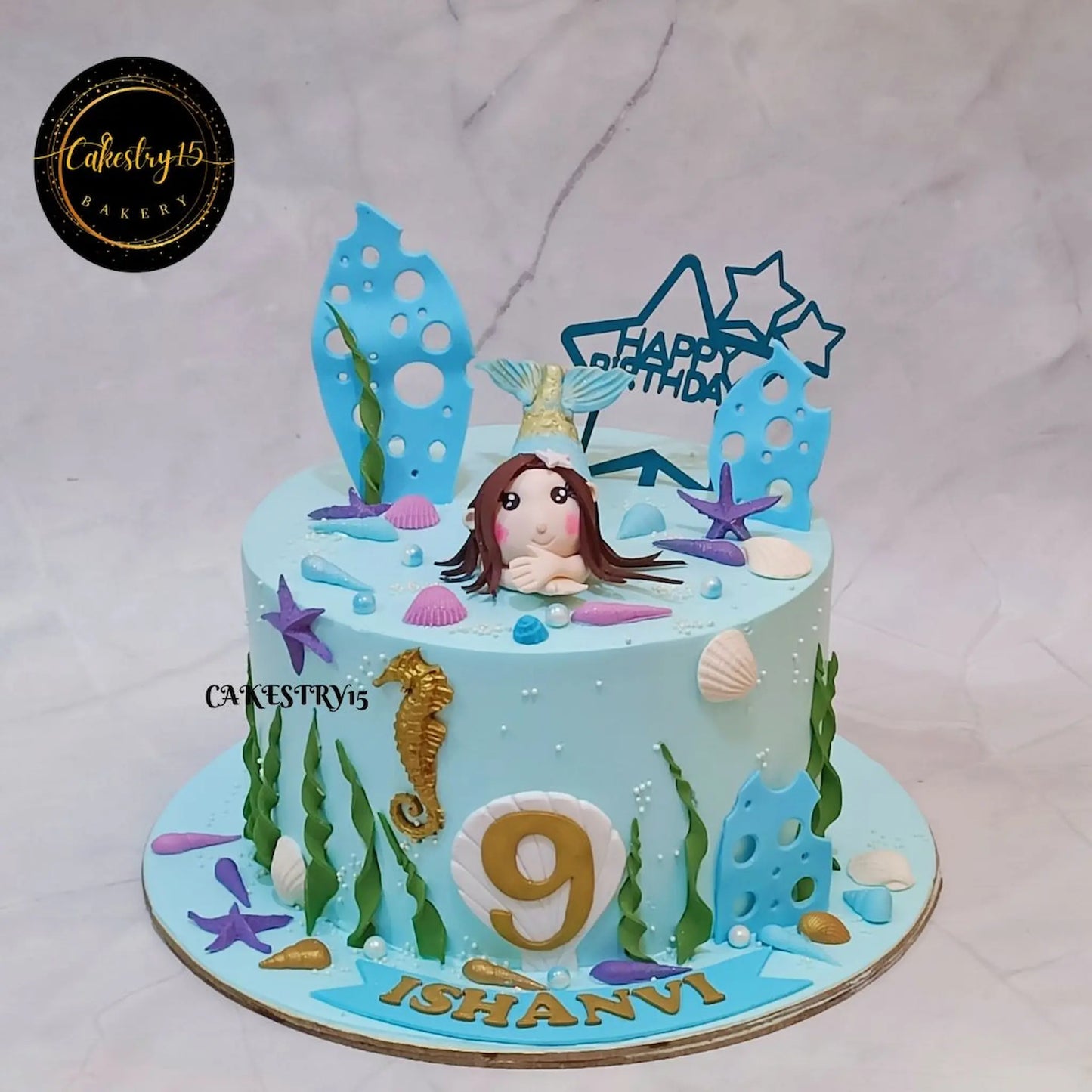 Mermaid Sparkle 2kg blueberry birthday Cake by cakestry15 noida,cake full image