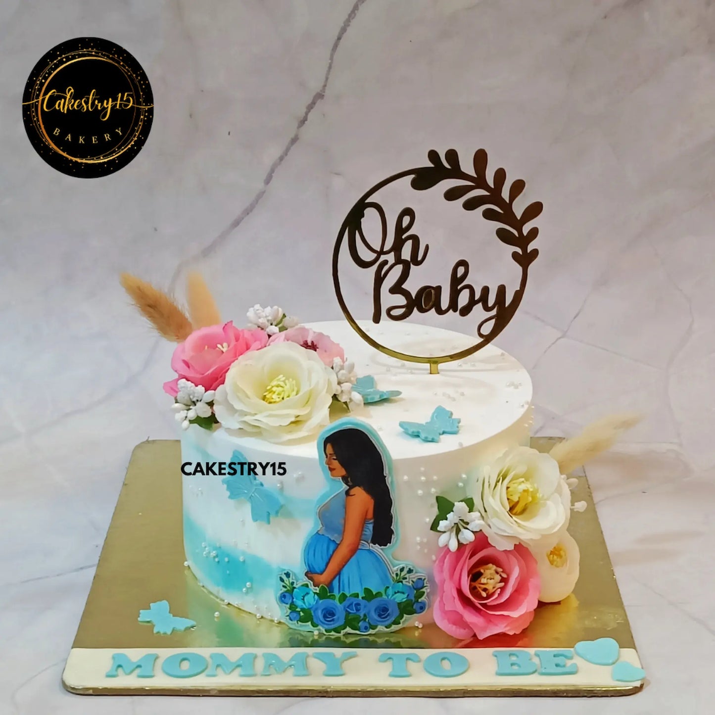 Mom-to-Be Chocolate Delight one kg cake by cakestry15 noida,cake full image,baby shower,baby announcement