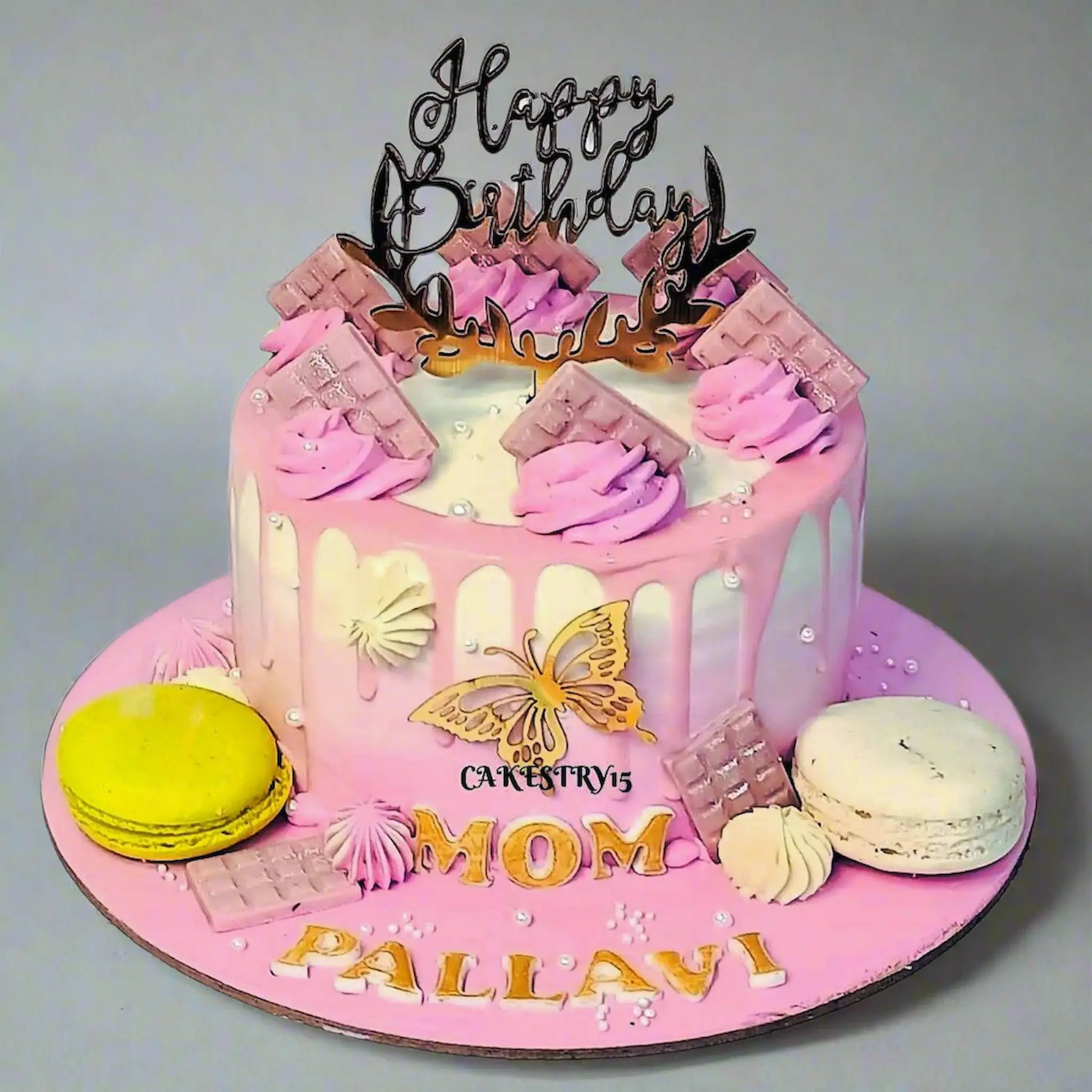 Mom Sweet 1kg Choco Chip Birthday Cake by cakestry15,noida,cake full image