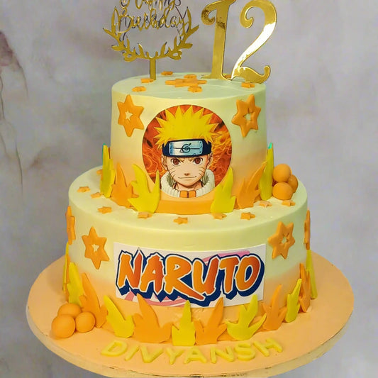 Naruto Theme 3kg black forest birthday Cake,cakestry15,noida,cake full image