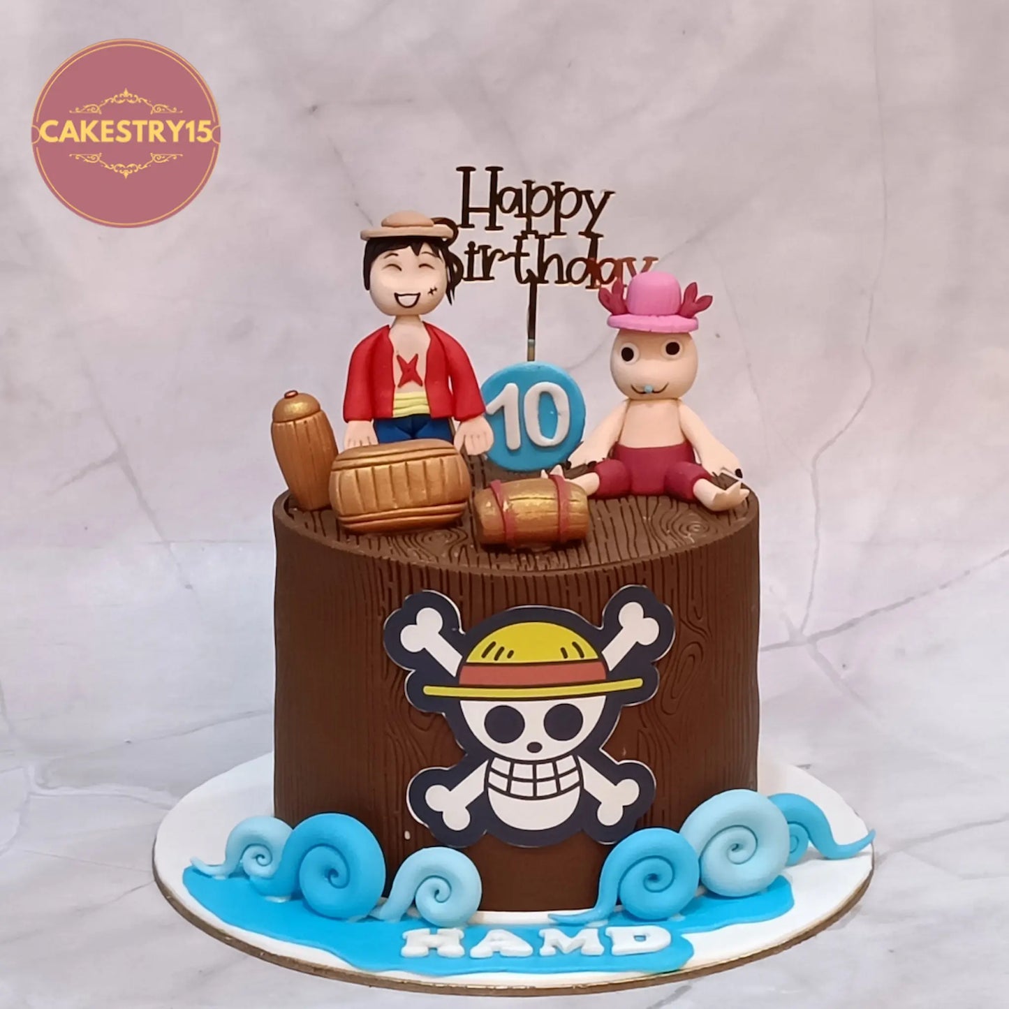 One Piece kids birthday cake theme cake Noida design with eggless cakes featuring anime elements