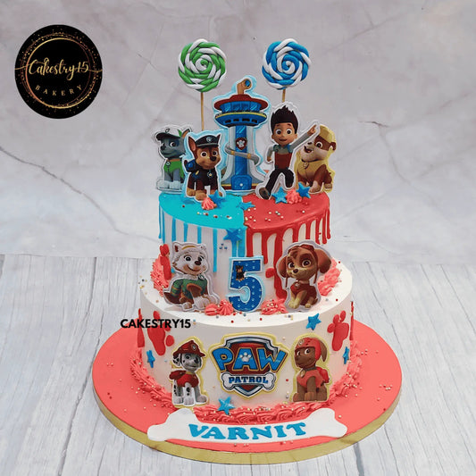 Paw Patrol Adventure Cake,3kg chocolate flavour 2tier 5ht birthday cake for a boy by cakestry15 noida,cake full image