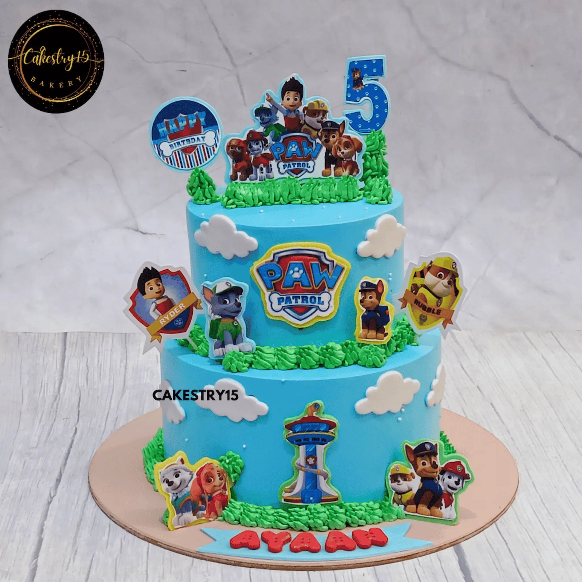 Paw Patrol Adventure Delight,3kg choco vanilla flavour 2tier 5th birthday cake for a boy by cakestry15 noida,cake full image,cake for boys and girls