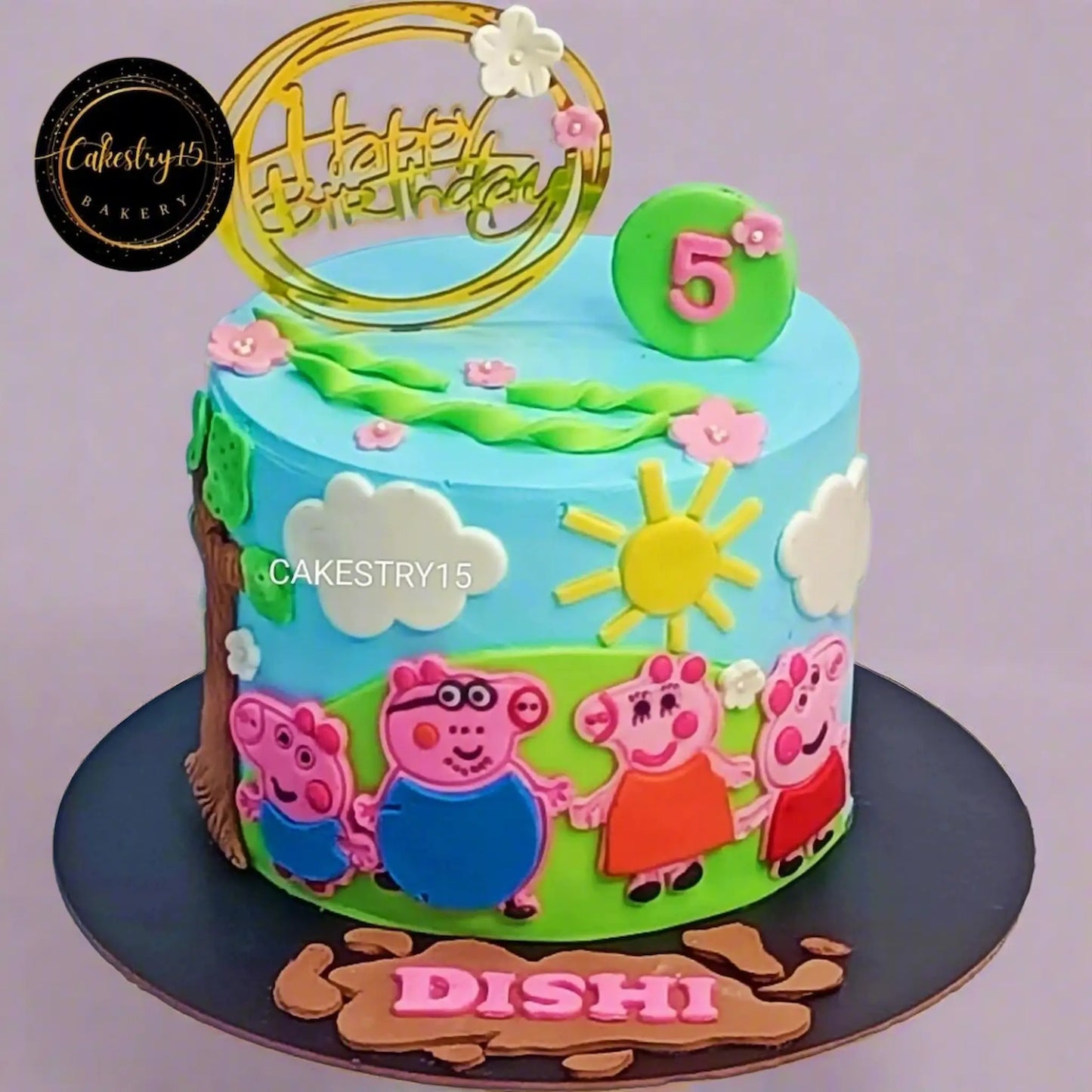 Peppa Pig Theme 1.5kg black forest birthday Cake by cakestry15,noida,cake full image