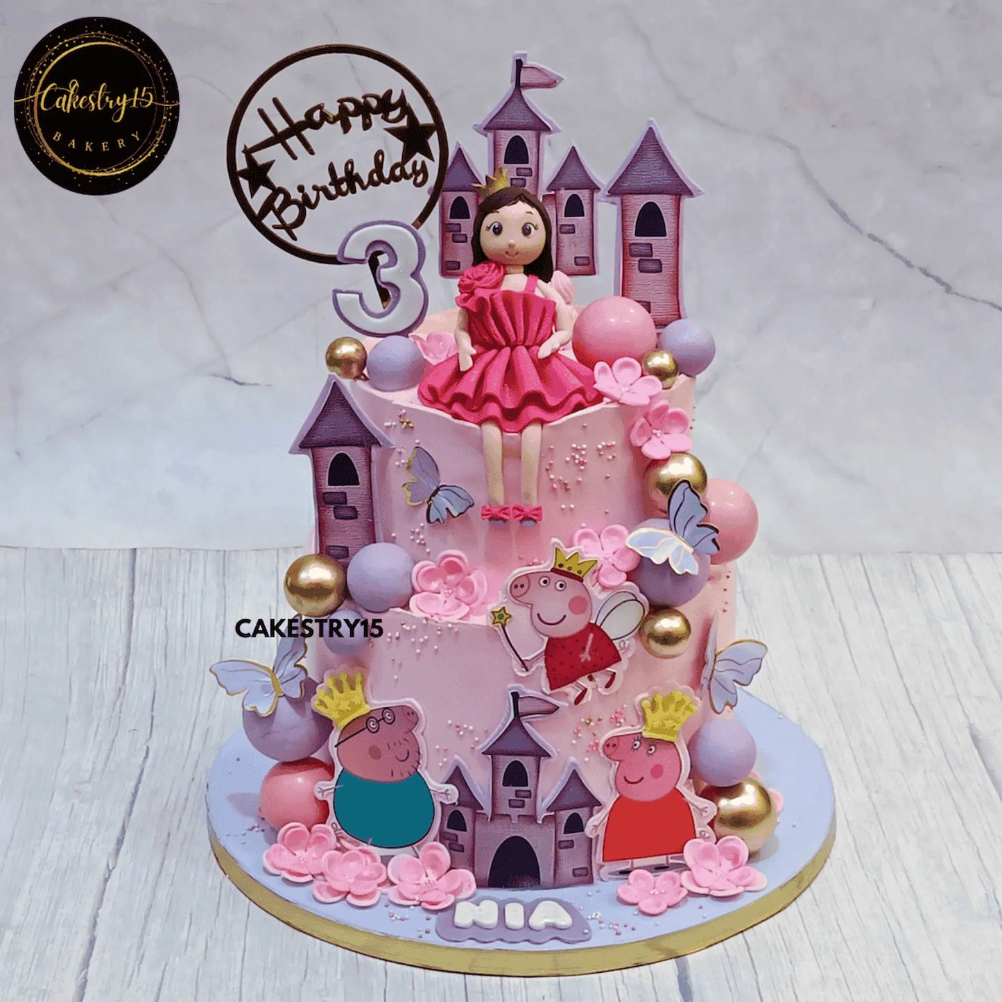 Peppa Pig Wonder Cake,3kg 2tier choco vanilla flavour,3rd birthday cake for a girl by cakestry15 noida,cake full image