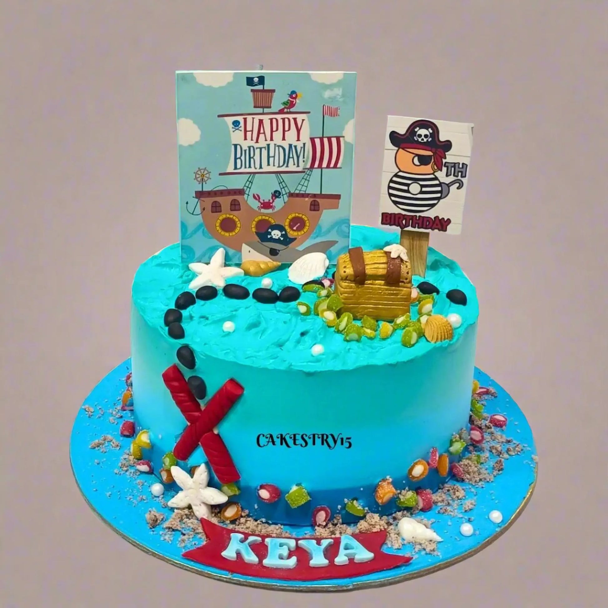 Pirate Theme Birthday 2kg chocolate Cake,cakestry15 noida,cake full image