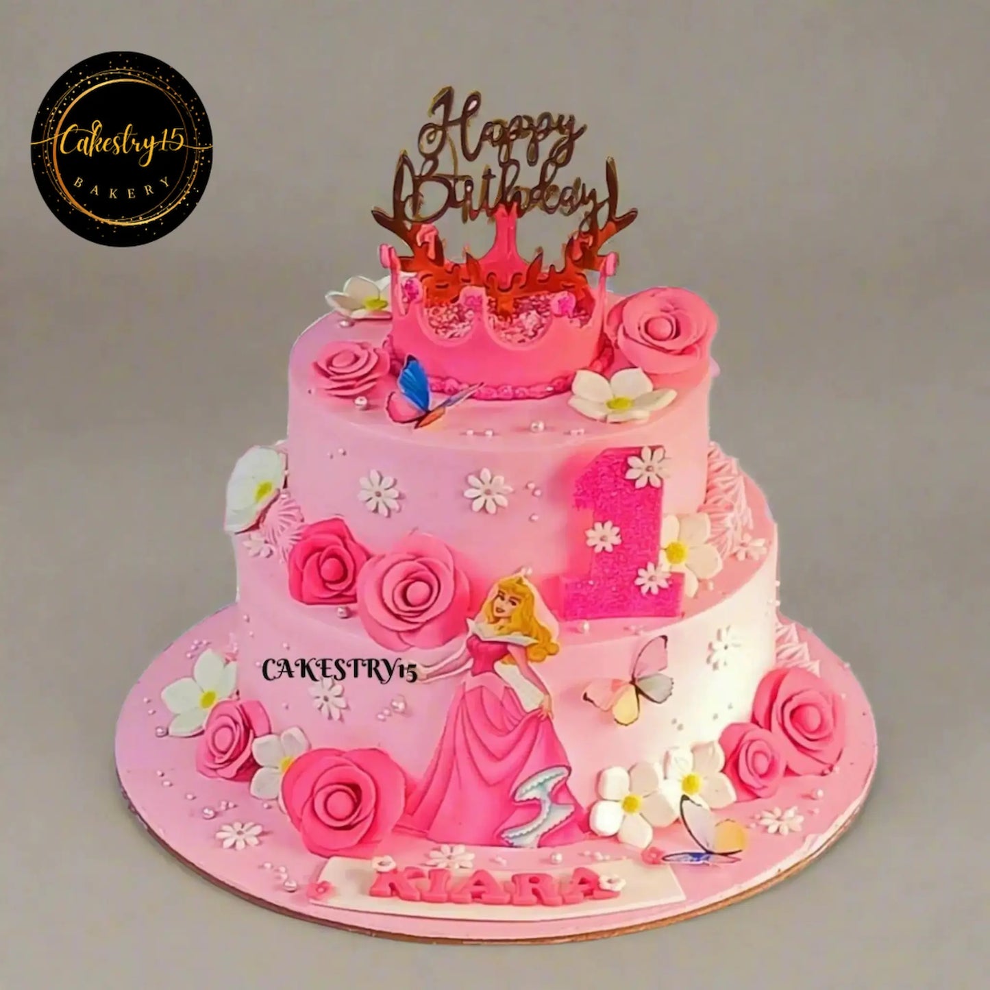 princess aurora 3kg buttherscotch flavour first birthday cake by cakestry15 noida