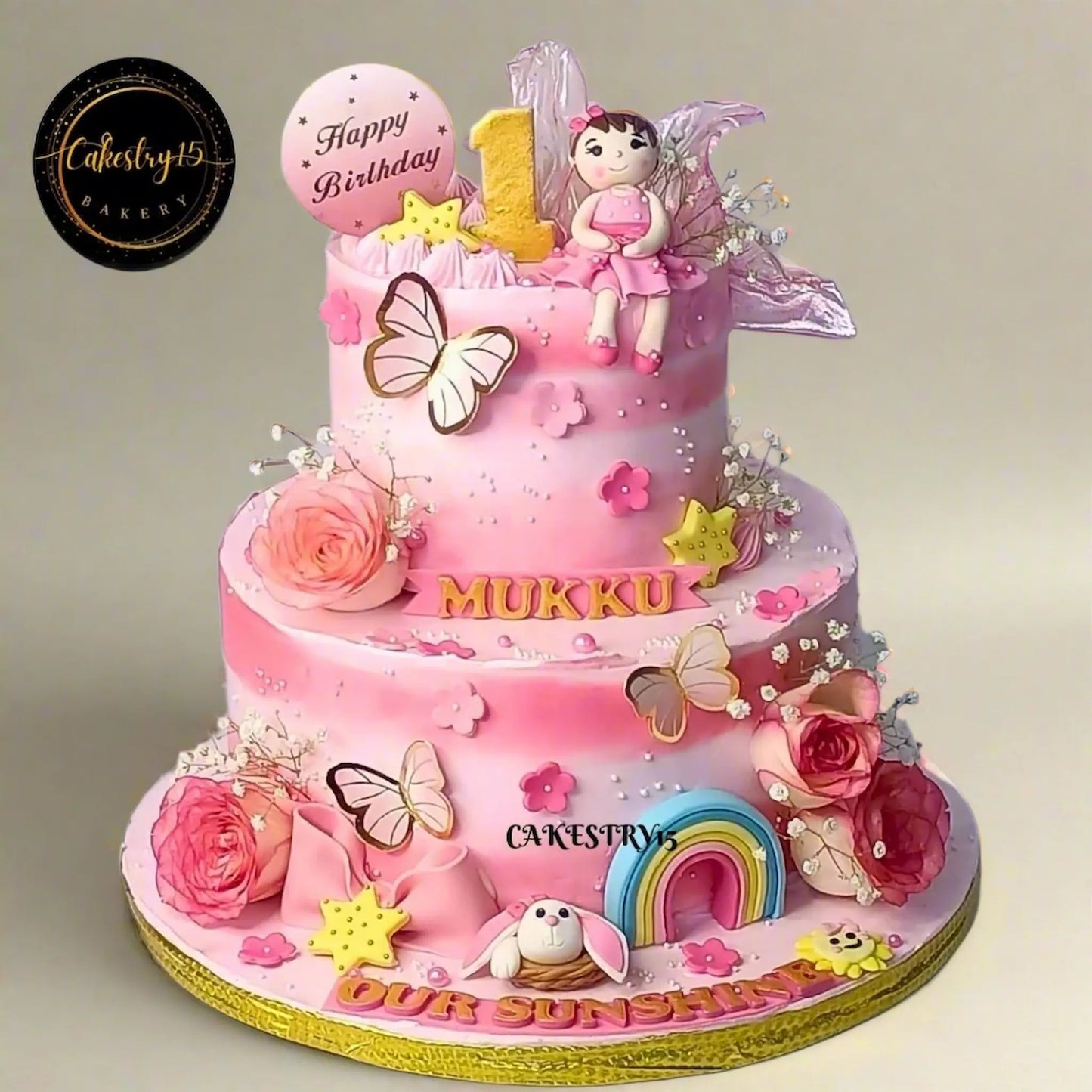 Princess Fairy Garden 4kg pineapple first birthday Cake by cakestry15 noida,cake full image