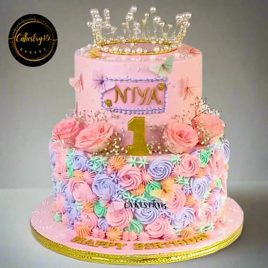Princess First Birthday 5kg pineapple Cake by cakestry15 noida,cake full image