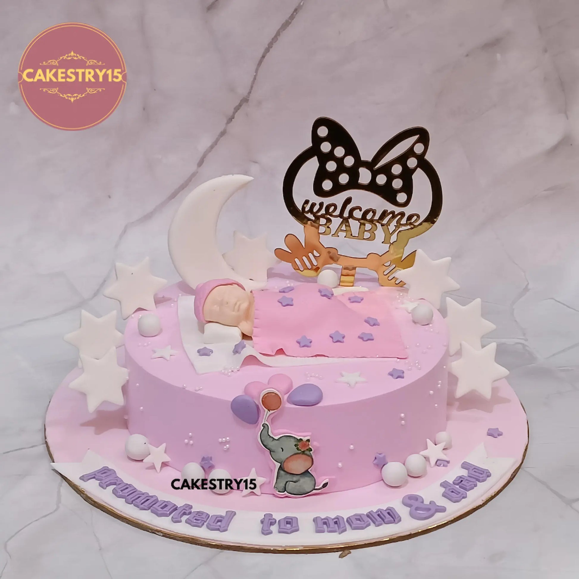 Promoted to Parents Cake,1kg pineapple welcome baby cake by cakestry15 noida,cake full image