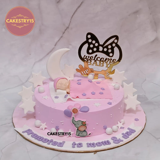 Promoted to Parents Cake,1kg pineapple welcome baby cake by cakestry15 noida,cake full image