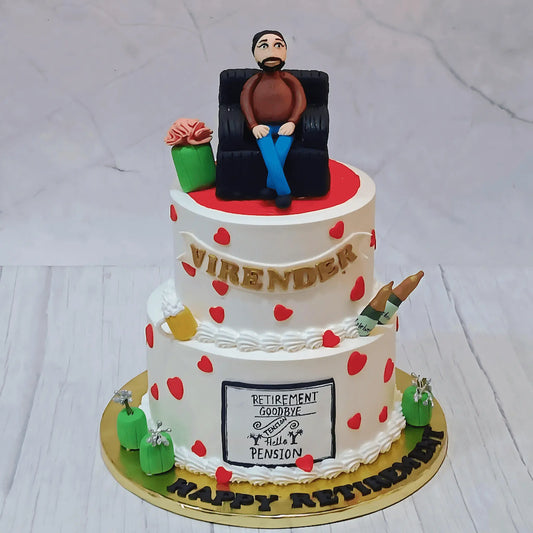 Retirement Bliss 3kg black forest Cake by cakestry15,noida,cake full image,cake for men,cake full image
