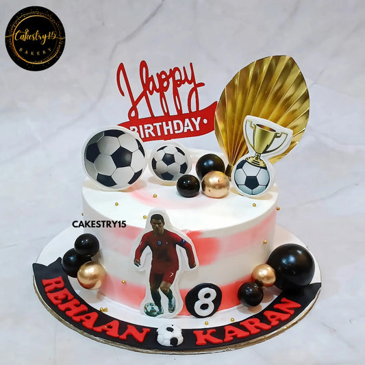 Ronaldo Soccer Delight,1kg chocolate 8th birthday cake for twin boys by cakestry15 noida,cake full image