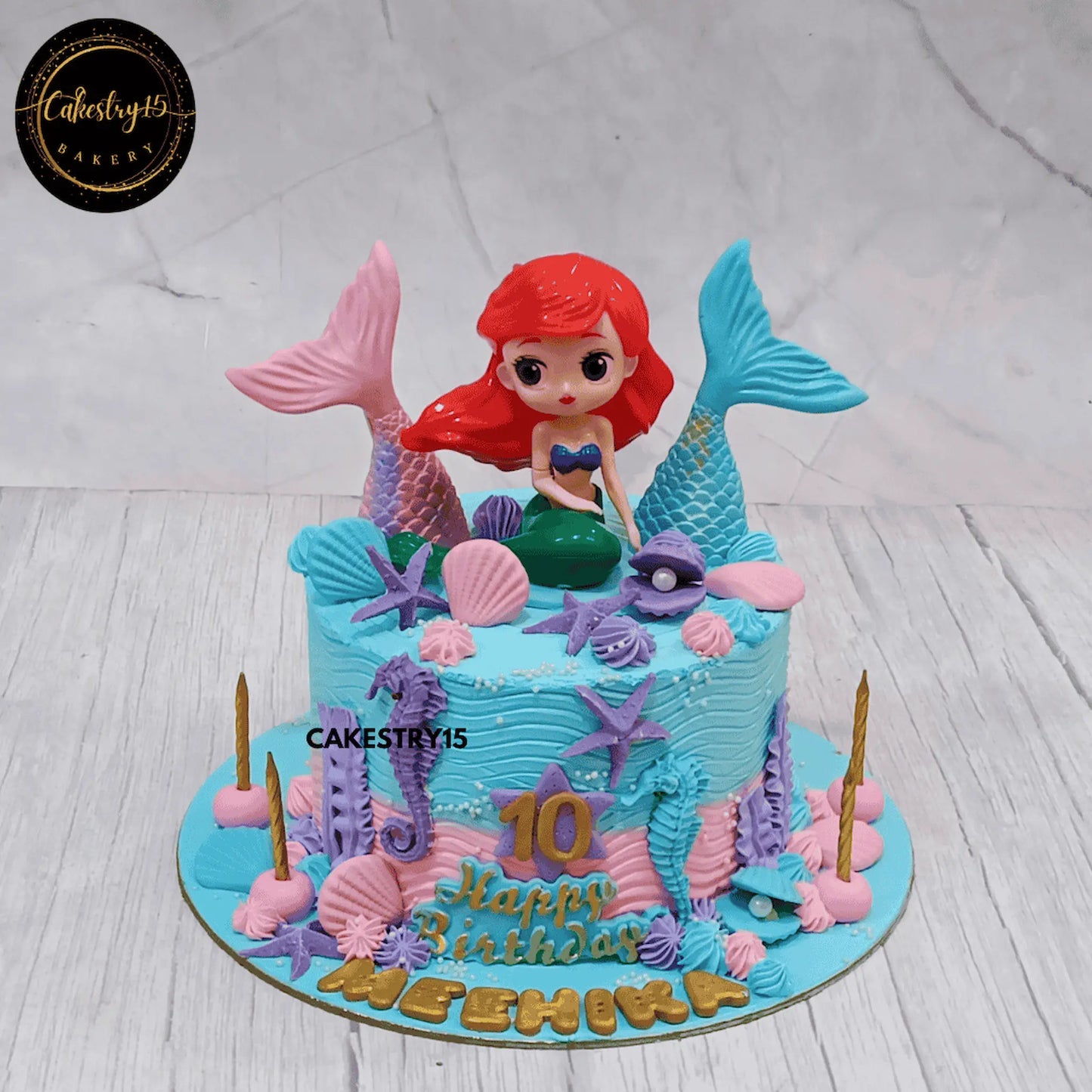 Sea Wonders Mermaid Cake,1kg chocolate 10th birthday cake for a girl by cakestry15 noida,cake full image