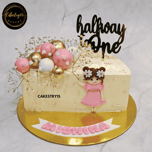 Six-Months Sparkle Cake,one kg black forest flavor,six months birthday cake by cakestry15 noida,cake full image