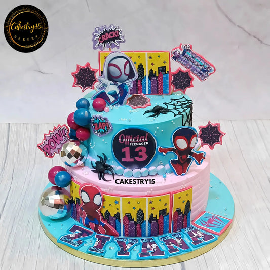 Spider-Teen Chocolate Delight,2kg 2tier chocolate 13th birthday cake by cakestry15 noida,cake for teens,cake full image