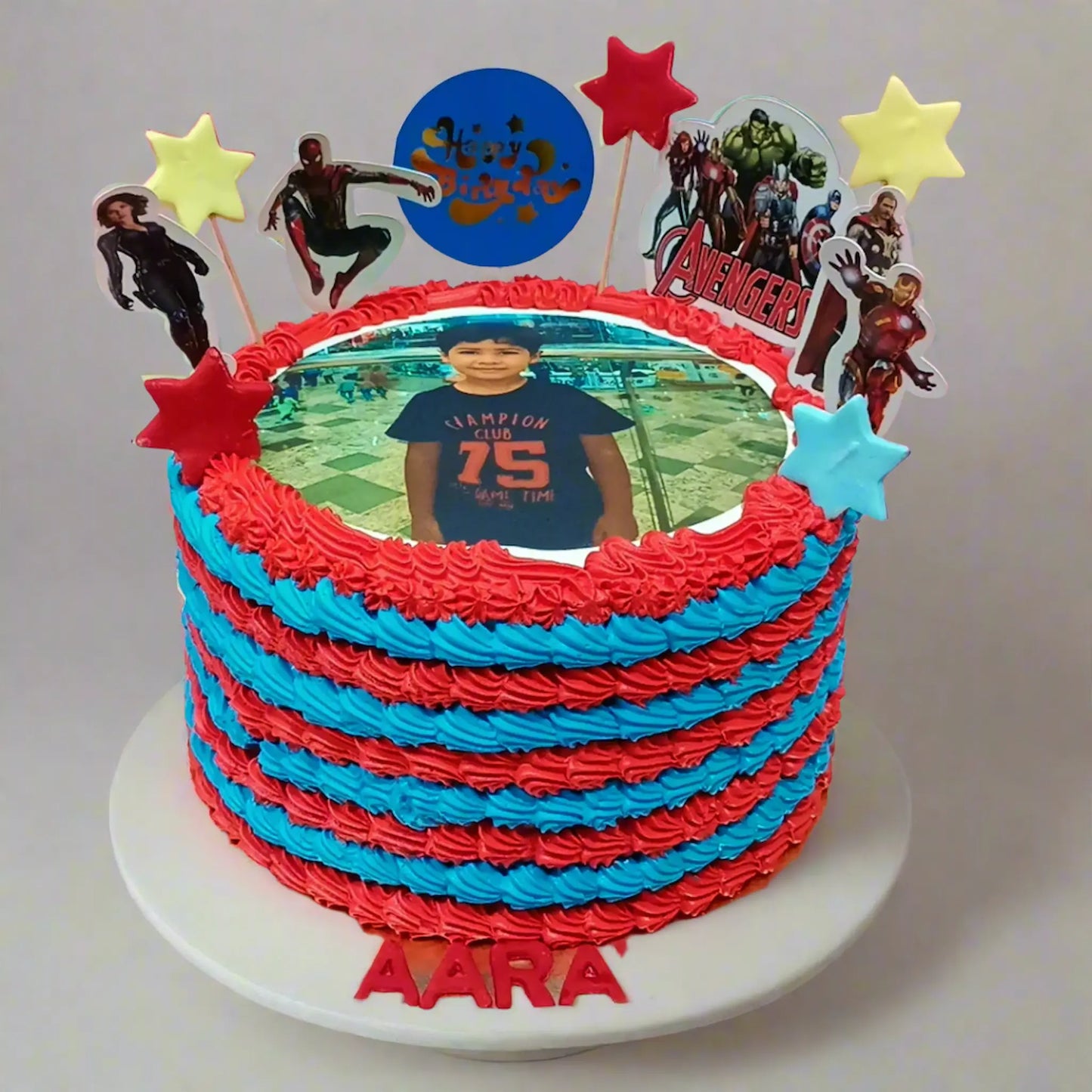 Spiderman Theme Photo 2kg strawberry birthday Cake by cakestry15 noida,cake full image