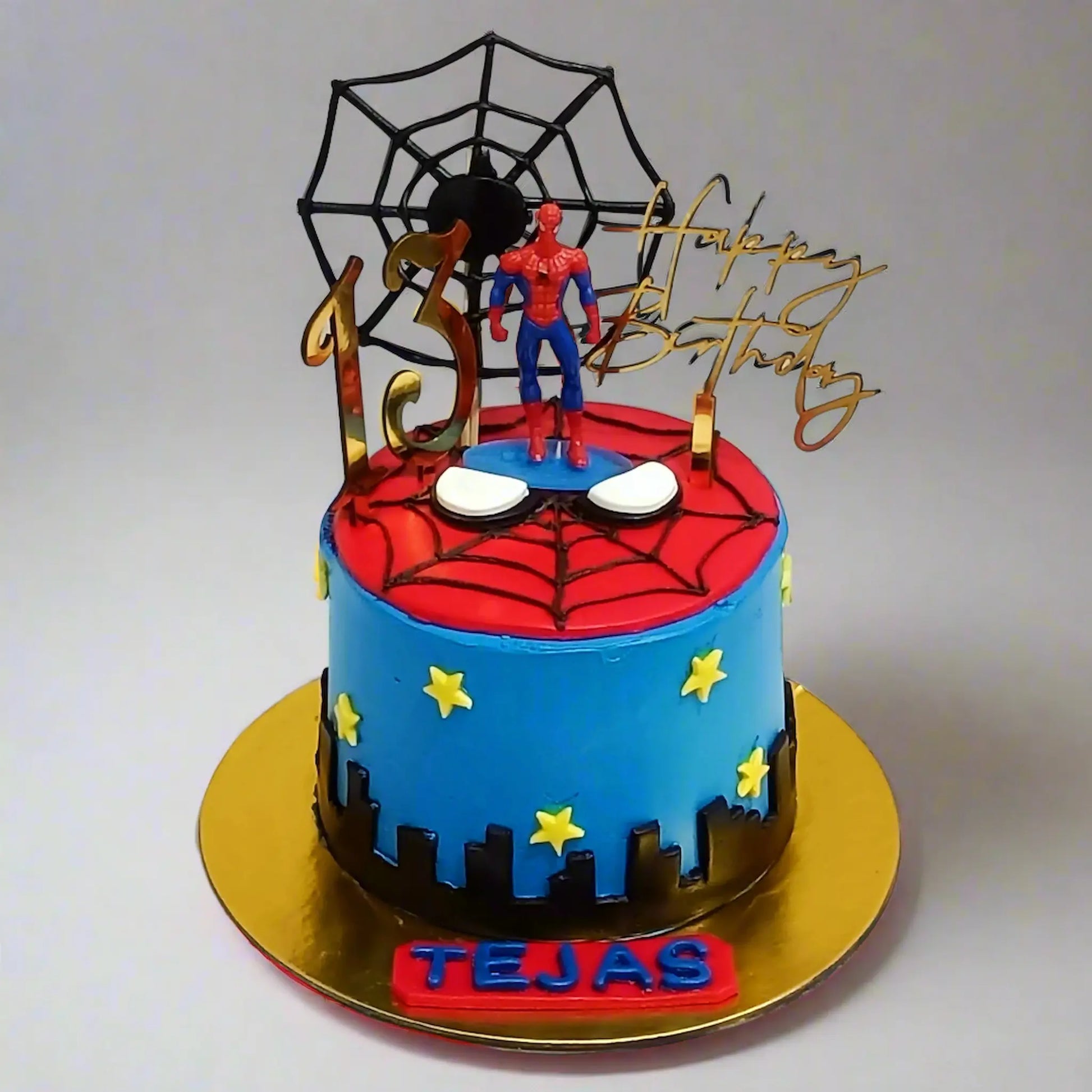 Spiderman Web Theme 1kg  chocolate birthday Cake by cakestry15,noida,cake full image