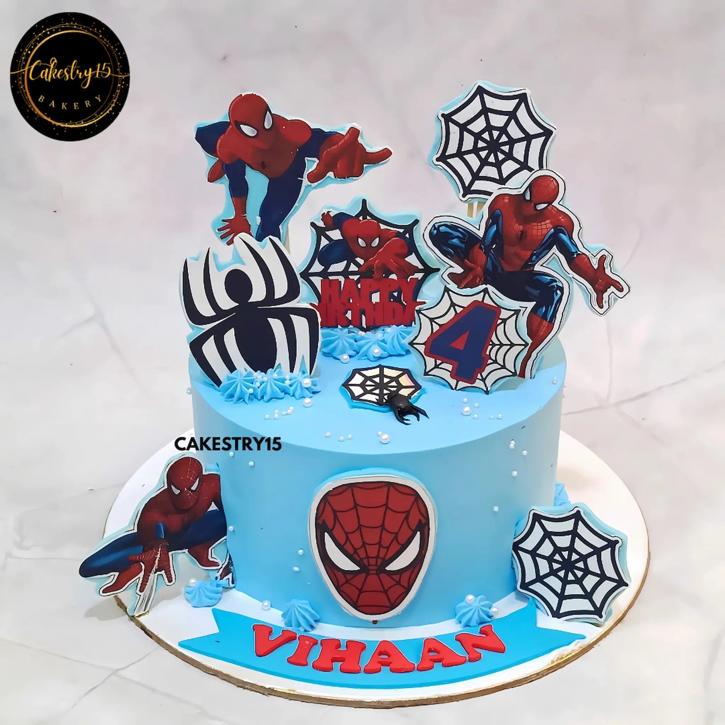 Spidey Adventure Cake,one kg choco vanilla 4th birthday cake by cakestry15 noida,cake for boys,cake full image