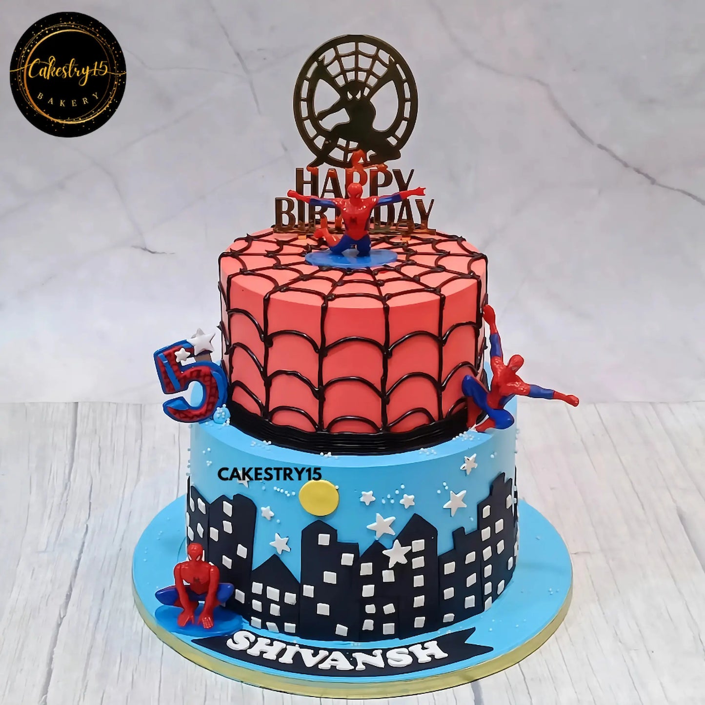 Spidey Power Birthday Cake,3kg chocolate 2tier 5th birthday cake by cakestry15 noida,cake full image