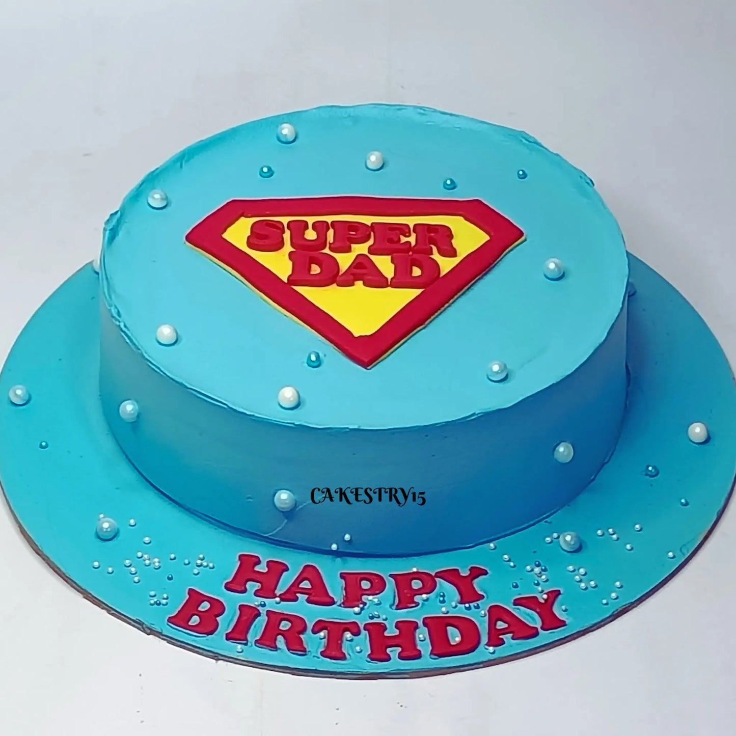 Super Dad Theme 1kg blueberry birthday Cake by cakestry15 noida,cake full image