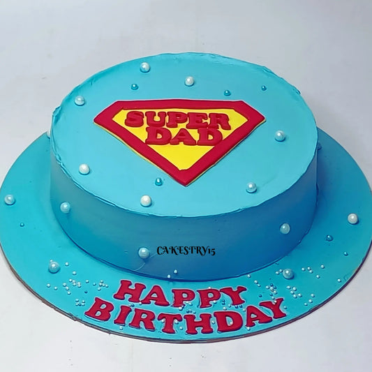 Super Dad Theme 1kg  blueberry birthday Cake by cakestry15 noida,cake full image
