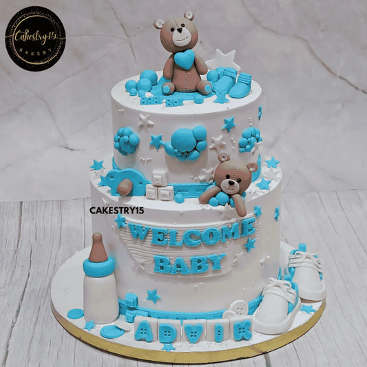 Sweet Baby Bliss Cake,5kg blueberry baby shower cake for a boy by cakestry15 noida,cake full image