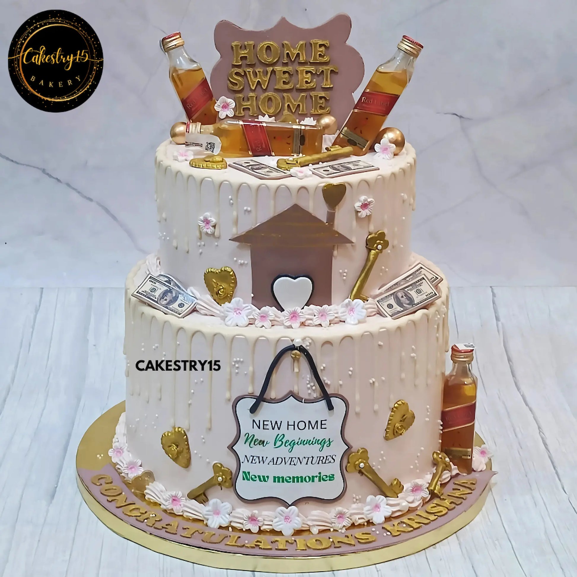 Sweet Home Celebration Cake,5kg black forest flavour 2tier housewarming cake by cakestry15 noida,cake full image