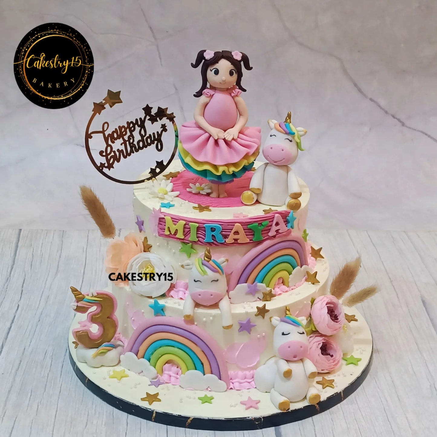 Sweet Unicorn Fantasy,2kg 2tiered chocolate 3rd birthday cake by cakestry15 noida,cake full image,cake for girls