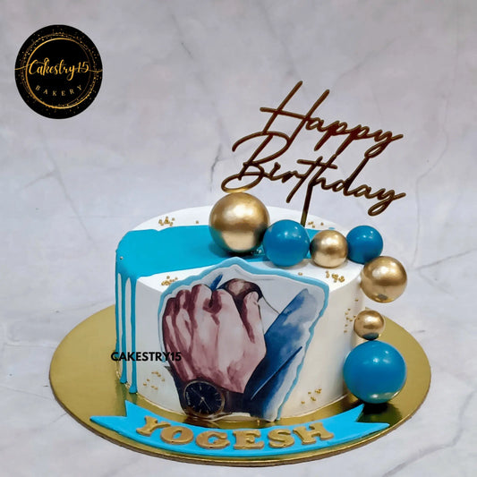 The Dapper Gentleman,1kg pineapple flavour40th birthday for a man by cakestry15 noida,cake full image,cake for spouse