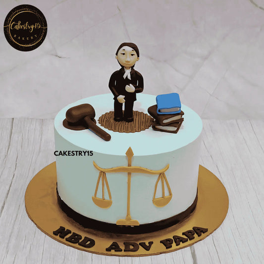 The Legal Legend,2kg black forest birthday cake of a lawyer by cakestry 15 noida,cake full image,legal eagle,advocate