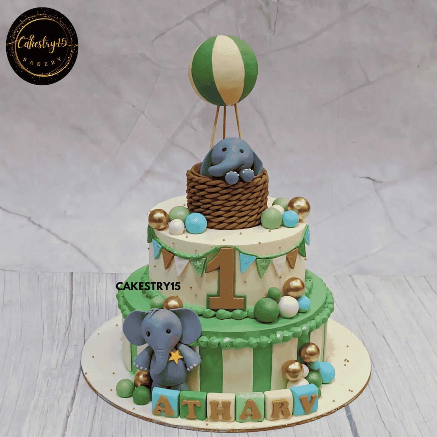 Trunk Full of Fun Cake,3kg mixed fruit first birthday cake by cakestry15 noida,cake full image,green colour