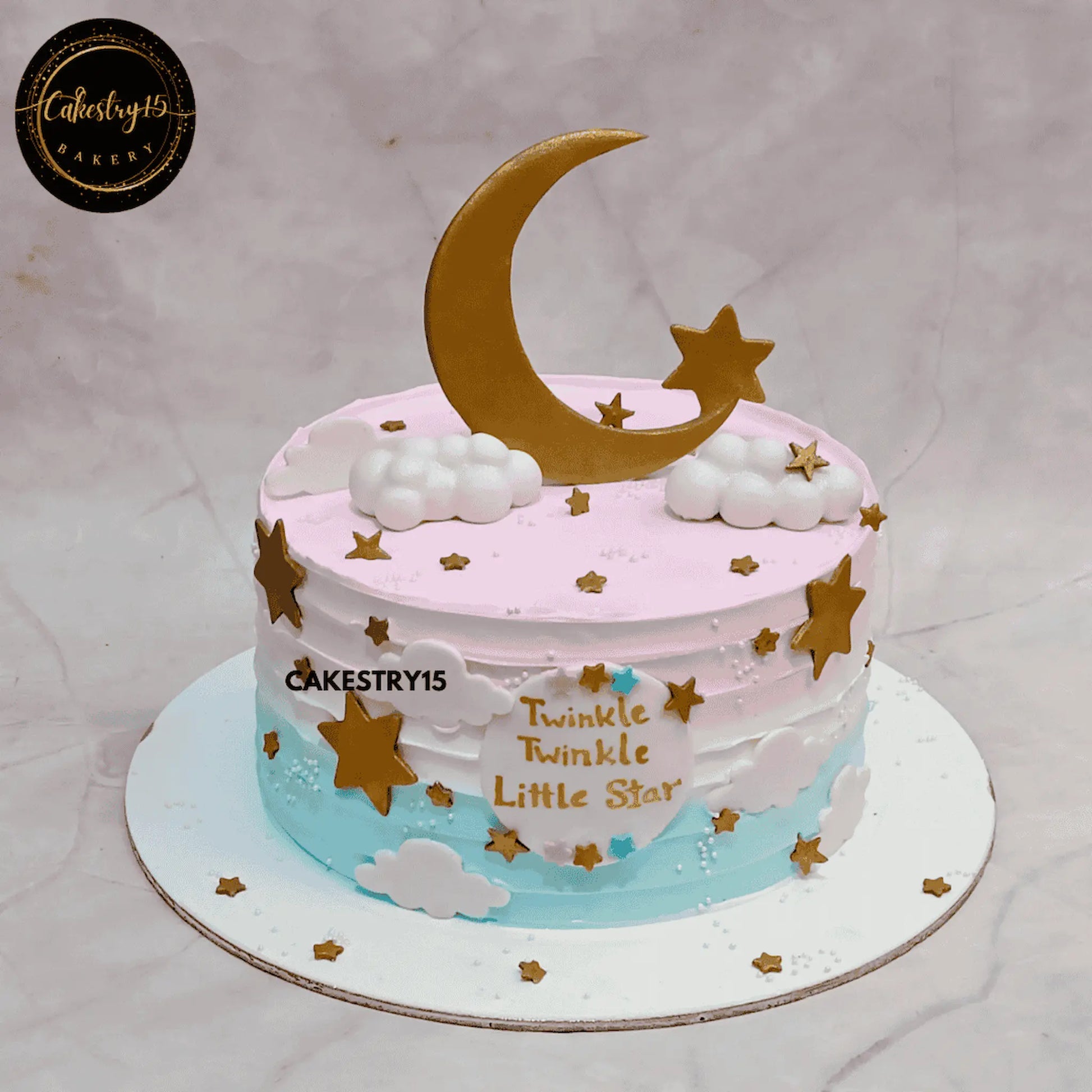 Twinkle Star Baby Shower Cake,1kg blueberry flavour welcome baby celebration cake by cakestry15 noida, cake full image