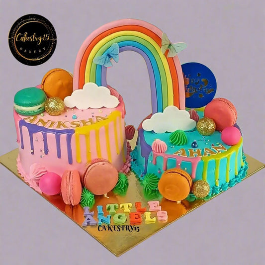 Twins Birthday Macarons 2kg birthday Cake by cakestry15,noida,cake full image