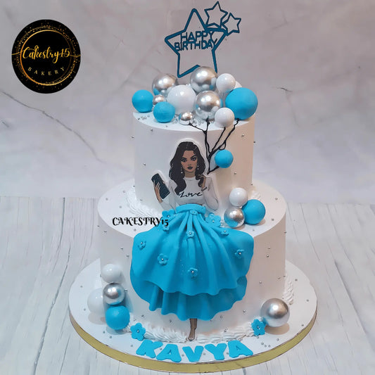 Twirling Princess Pineapple Cake,4kg,10th birthday by cakestry15 noida,cake for teens,cake for girls